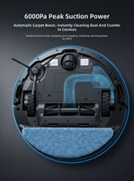 Robot aspirateur à navigation laser X3, aspiration puissante 3000Pa, batterie 5200mAh, bac à poussière 2,6L, réservoir d'eau 250ml, recharge automatique, en plastique, pour la maison