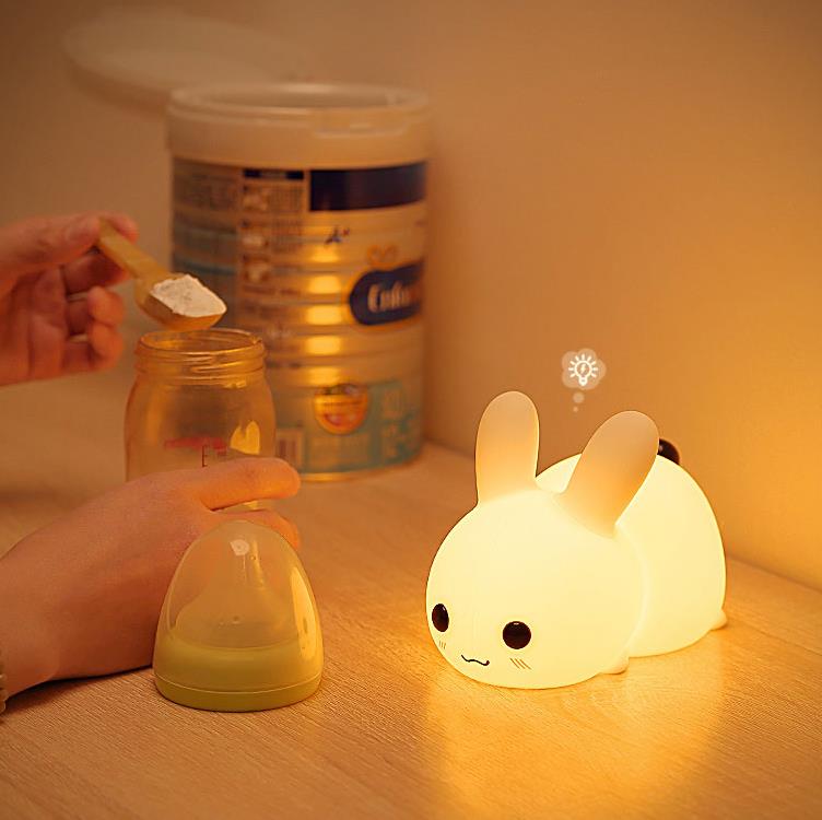 Силиконовый ночной Светильник Nachtlic, теплый белый цвет, микро-USB, красивый внешний вид, сенсорный переключатель, портативный силиконовый датчик, светодиодный ночник в виде кролика