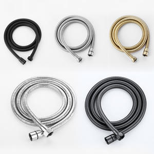 Manguera de ducha flexible de acero inoxidable de 1/2 pulgada, cromada, a prueba de explosiones, con doble hebilla de cobre para uso en el baño - Product Image 1