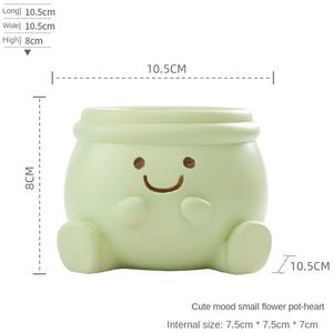Ornement en résine de plante verte souriante de dessin animé mignon, matériau numérique émaillé, pot de fleurs charnu, cadeau créatif pour la maison, le jardin et le paysage - Product Image 6