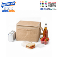 Sac isotherme en papier kraft avec fermeture éclair, poche avant et bandoulière pour pique-nique, plage, voyage, travail