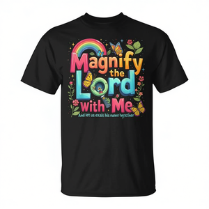 Camiseta cristiana Magnify The Lord de manga corta con cuello redondo, estampado digital, unisex juvenil, regalo para la iglesia - Product Image 2