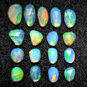 Ethiopian Opal Multi-fire Rose Cut Faceted Cabochon Uneven Shape Natural Amazing Quality <b>Loose</b> <b>Gemstones</b> for Jewelry Earring - Product Image 4
