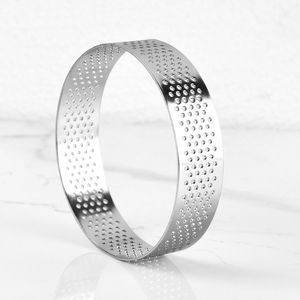 Anneau à tarte rond antiadhésif en acier inoxydable 6/<span class=keywords><strong>10</strong></span>/15/20cm, ensemble de 4 anneaux perforés, moule à pâtisserie pour la cuisson du Dessert français - Product Image 4