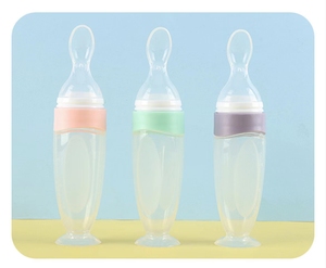 Biberón de 90 ml para Alimentación y Lactancia de Bebés, Alimentador de Alimentos para Bebés, Biberón de Silicona con Cuchara, Alimentador Portátil con Cuchara de Silicona - Product Image 2