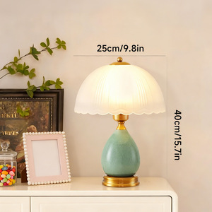 European Ceramic Table Lamp E27 LED Switch Control Eye Caring <b>Bedside</b> Desk Lighting - Product Image 3