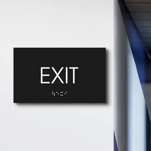 Acero inoxidable Ada Metal Braille Acrílico Oficina Número Hotel Latón Casa Números Braille Puerta Placa Puerta Letrero - Product Image 1