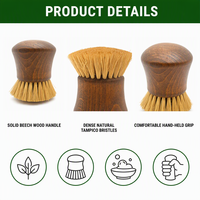 Brosse à vaisselle en bois avec poils Tampico, brosse de nettoyage manuelle pour ustensiles de cuisine, vaisselle et évier