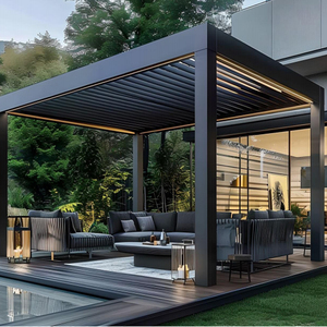 Auvent de patio, gazebo de jardin électrique, terrasse, imperméable, bioclimatique, motorisé, toit automatique, pergola en aluminium à lames orientables pour l'extérieur - Product Image 4