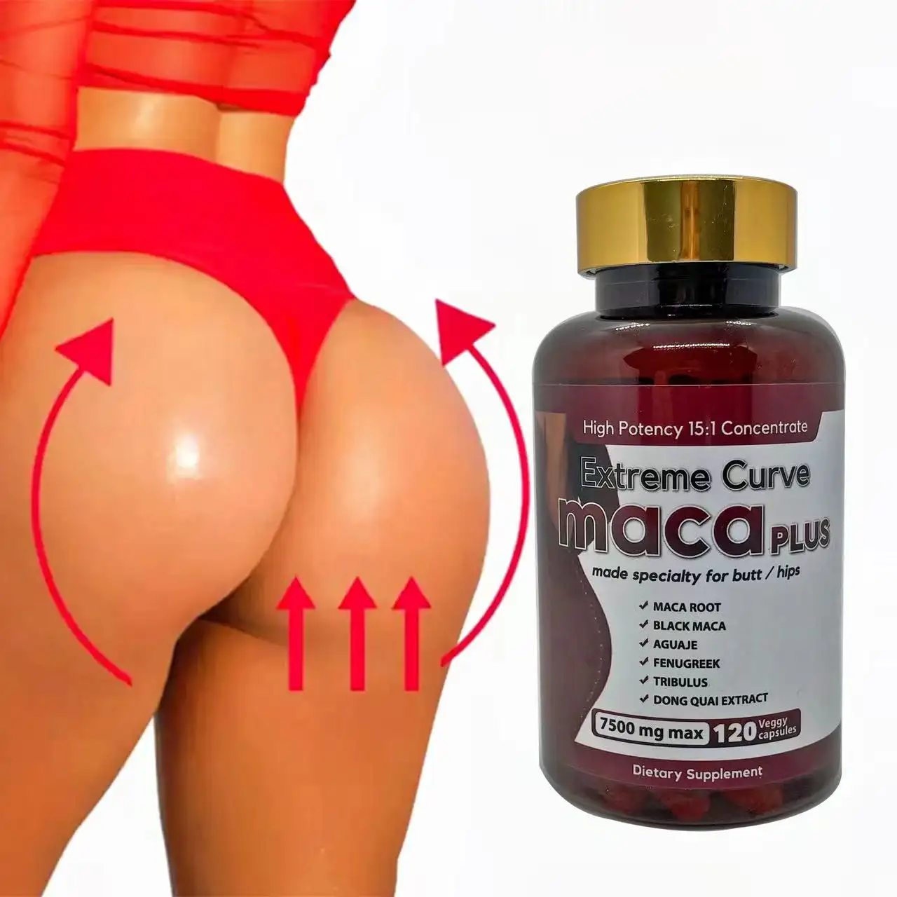 Capsules OEM Maca Capsules de complément alimentaire pour élargissement et raffermissement des fesses pour femmes sans OGM