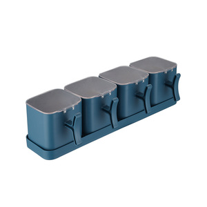 Spice <b>Jar</b> Set 3 Compartment With Handle <b>Kitchen</b> <b>Storage</b> <b>For</b> Solid Seasonings Size M Beige - Product Image 2
