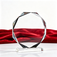 Trophée en cristal transparent en gros, trophée en verre, plaque en cristal poli, gravure de logo personnalisée pour souvenir d'entreprise