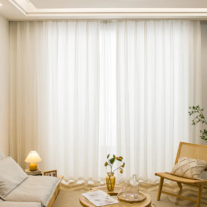 Tissu de rideau en dentelle avec broderie transparente pour fenêtre blanche, Design creux pour chambre à coucher, offre spéciale