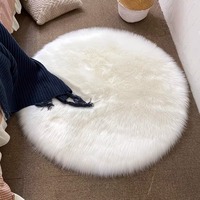 Tapis rond à poils longs pour salon, tapis de sol en fausse fourrure, couleur unie, style moderne minimaliste, pour chaises d'ordinateur, chambre à coucher, chevet