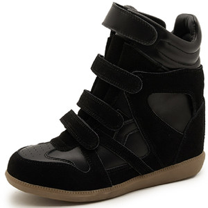 Invisible Height Increase High-Top <strong>Shoes</strong> <strong>Women</strong> 2025 Autumn New Toe <strong>Velcro</strong> Sports Casual Hiking <strong>Shoes</strong> Synthetic Leather Suede - Product Image 1