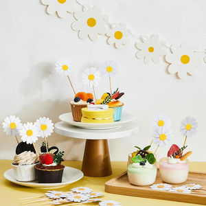 ของประดับตกแต่งหน้าเค้กรูปดอกเดซี่สำหรับงานเลี้ยงฉลองวันเกิดฤดูใบไม้ผลิฤดูร้อน - Product Image 3