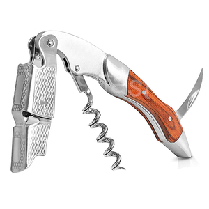 Tùy Chỉnh Logo Tái Sử Dụng 3 Trong 1 Gỗ Wine <span class=keywords><strong>Cork</strong></span> Vít Opener Thép Không Gỉ Đôi Bản Lề Bằng Gỗ Corkscrew Wine Bottle Opener - Product Image 1