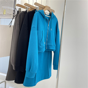 Ricamare felpa abito <span class=keywords><strong>tuta</strong></span> cerniera giacca felpa con cappuccio donna Casual <span class=keywords><strong>vestito</strong></span> da bambino Set da Jogger personalizzato in due pezzi abbigliamento da salotto - Product Image 5