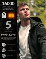 20000mAh Akku-Pack Weiche Fleece Reißverschluss Beheizte Jacke Weste Wasserdicht Winddicht Winter Wärme Herren Damen Snowboarden 7,4V