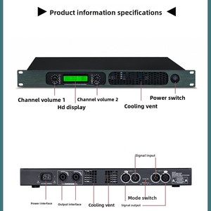 BHA <span class=keywords><strong>M25</strong></span> Digitaler Leistungsverstärker 8Ω 2*500W Heim-KTV-Konferenz Hochleistungs-Zweikanal 1U Kompaktes Design Reiner Endstufen-Lautsprecher OEM - Product Image 5