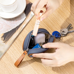 Porte-monnaie mini en cuir tendance personnalisé avec fermeture éclair, porte-clés, porte-cartes, petite pochette avec chaîne de clés, vente en gros - Product Image 5