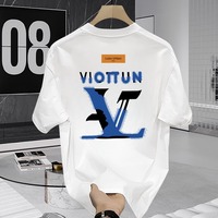 T-shirt d'été ample pour homme en coton à fibres longues, respirant, à manches courtes, imprimé dessin animé, style streetwear