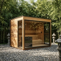 Cabine de sauna en bois massif pré-perforée avec panneau de commande électrique pour ordinateur et kit de poêle à sauna complet pour usage extérieur domestique