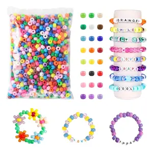 1200 Pcs Pony Beads For Bracelet Making Plastic Beads For Hair Braiding DIY Crafts Key Chains And Ornaments Decorations