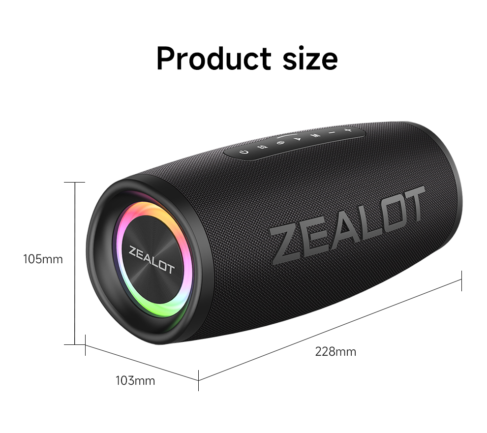 Zealot S56 40w Waterproof Stereo Speaker With Deep Bass & Led Light