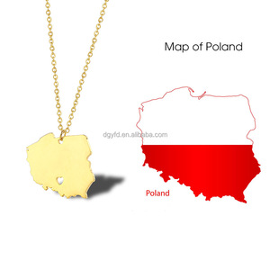 Bijou <span class=keywords><strong>carte</strong></span> du monde personnalisé collier en acier inoxydable plaqué or 18 carats pour femmes - Product Image 3