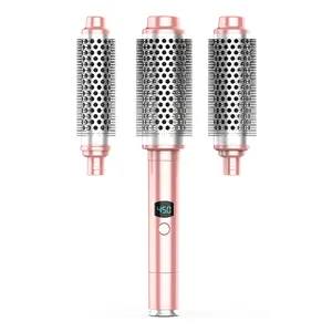 Heated Styling Brush 3-in-1 Ionic Electric Thermal Round Brush Ceramic Tourmaline Volumizing Hot Curling Iron Brush