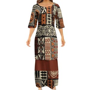 Новое поступление, индивидуальная одежда для тихоокеанских островов, полинезийский Племенной Самоа Puletasi, Женский Длинный топ и юбки, комплект из 2 предметов - Product Image 4