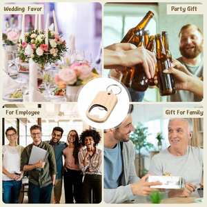 <b>Custom</b> Engraved Oval Wood Bottle Opener <b>Keychain</b> Durable & Portable Beech/Walnut for Home Bar Parties Corporate Gifts - Product Image 5