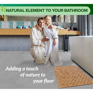 Natural Bamboo Wood <b>Bath</b> Mat Large <b>Foldable</b> <b>Bath</b> Mat Shower Mat - Product Image 2