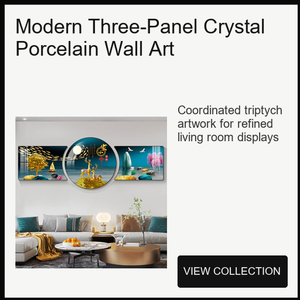 Tableau mural abstrait en cristal à trois panneaux, paysage or <span class=keywords><strong>et</strong></span> bleu, montagne, pour salon, hôtel, intérieurs modernes <span class=keywords><strong>et</strong></span> luxueux - Product Image 5