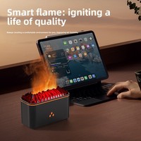 Humidificateur d'air à flamme simulée avec éclairage d'ambiance coloré, design compact pour bureau, capacité de 0,5 L, bruit de 36 dB, télécommande