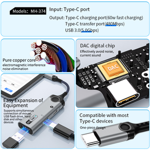 Adaptor OTG Universal <span class=keywords><strong>3</strong></span> in 1 USB Tipe C ke USB <span class=keywords><strong>3</strong></span>.0 tipe c pengisian daya U Disk Transmisi Data untuk Ponsel Android Laptop - Product Image 4