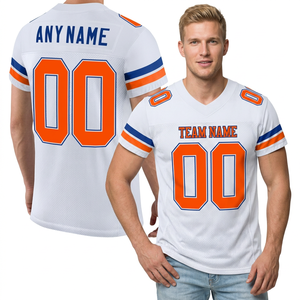เสื้อฟุตบอลอเมริกันแบบยูนิเซ็กซ์ ระบายอากาศได้ดี ผ้าตาข่าย ชุดทีม สีกรมท่า-ทอง คอวี แขนสั้น สำหรับนักกีฬา - Product Image 5