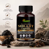 Complément alimentaire à base de plantes, capsules de Shilajit de l'Himalaya, complément énergétique et de vitalité pour adultes avec acide fulvique, OEM/ODM