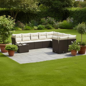 Brown Pe <b>Rattan</b> Garden <b>Sofa</b> Set With Powder Coated Steel Frame 6 Seater Outdoor Furniture Contemporary Design - Product Image 2