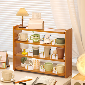 Cup Storage Rack 4 Layers Wooden Desktop Organizer For Tea Coffee Mugs Display <b>Shelf</b> - Product Image 2