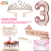 Kit Tiare et Écharpe d'Anniversaire 13ème/30ème Anniversaire en Gros OEM/ODM avec Épingle Perle, Ceinture d'Écharpe d'Anniversaire, Décorations de Fête d'Anniversaire pour Adultes