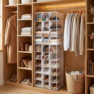 Hanging Shoe Organizer 30 Sections With Mesh Pockets For Closet Storage <b>Shelves</b> - Product Image 2