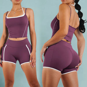 2026 운동복 스포츠 액티브웨어 스포츠웨어 액티브 요가 반바지 짐 탑 피트니스 세트 여성용 운동복 피트니스 2피스 세트 - Product Image 4