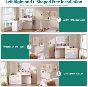 Toletta con illuminazione <span class=keywords><strong>a</strong></span> LED, luminosità regolabile, tavolo Make-Up angolo reversibile con presa <span class=keywords><strong>specchio</strong></span>, - Product Image 5