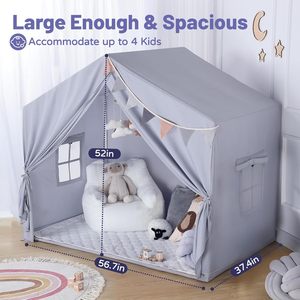 Tente de jeu portable en forme de château de princesse, petite tente d'été carrée en coton pour enfants, maison de jeu pour enfants - Product Image 5