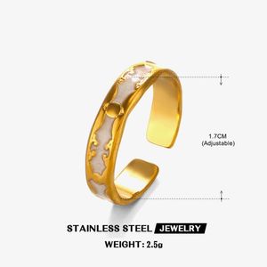 New Hip Hop Gold Plated Stainless Steel Open Adjustable Circle Drip <strong>Oil</strong> Finger Ring for Women Jewelry - Product Image 5