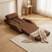 Canapé-lit pliant moderne 3-en-1 en forme de L avec cadre métallique, fauteuil inclinable réglable en tissu suédé, chaise longue paresseuse avec coussin pour salon
