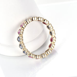 Bague arc-en-ciel tendance en corindon or jaune 9k pour femmes, émeraude de laboratoire - Product Image 4