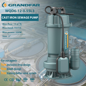 Pompa Sommergibile per Acque Reflue ad Alta Pressione Grandfar WQD 0.55KW 1HP in Ghisa Certificata OEM CB CE - Product Image 1